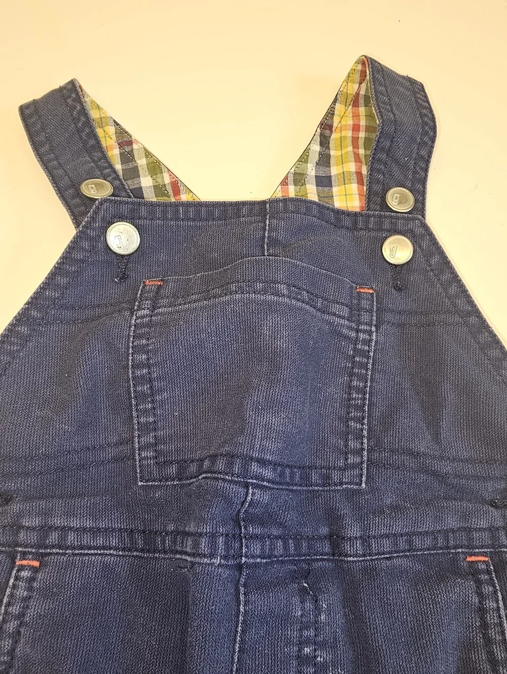 EUC | 6–12 Months | Gymboree Navy Blue Plaid-Trim Short Overalls